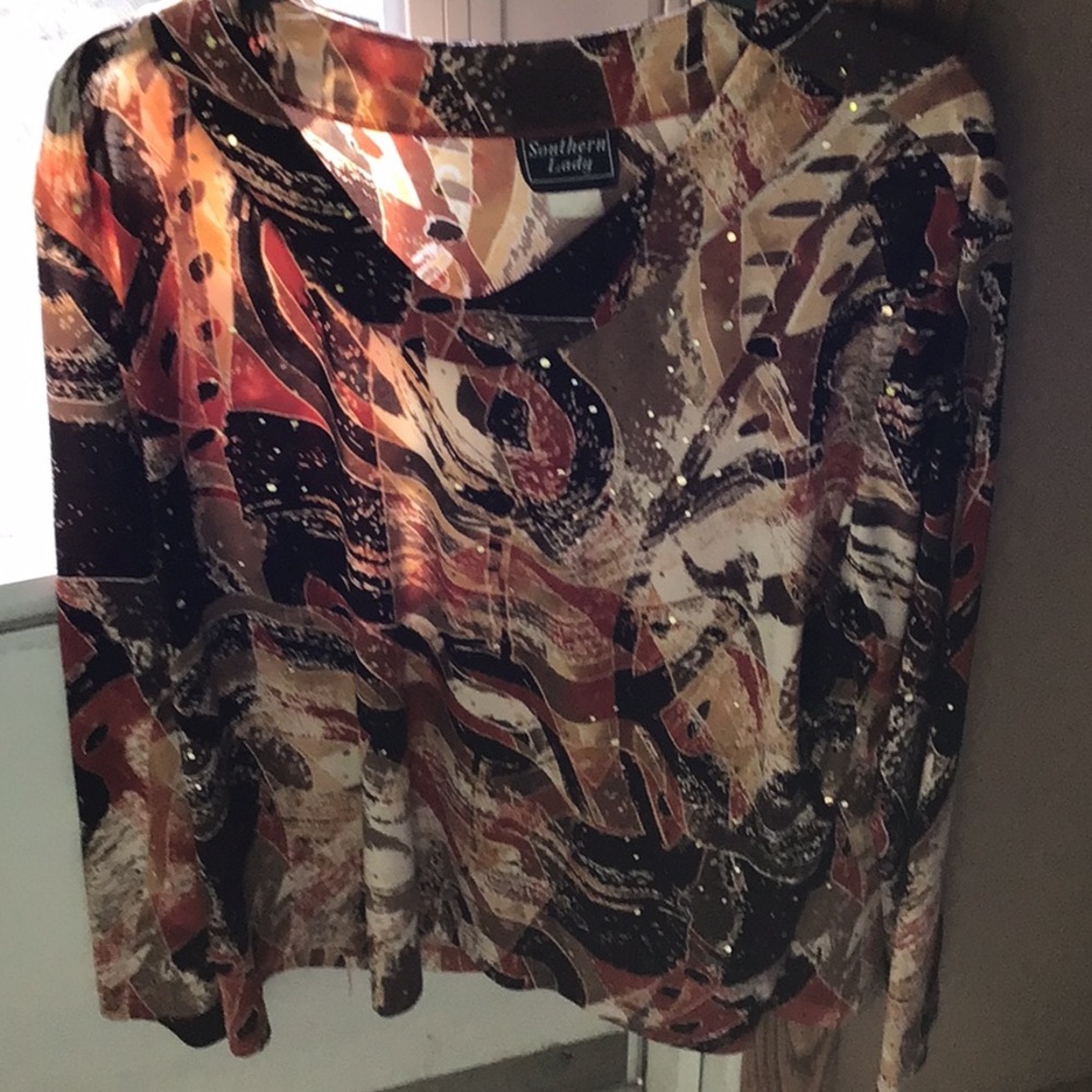 Long sleeve printed blouse